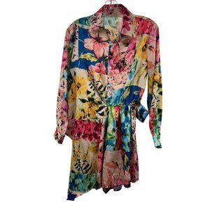 Sunday Up Women's Long Sleeve Asymmetrical Hem Romper Multicolor Size Small
